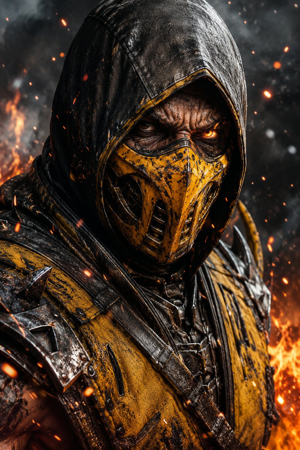 Battle-ready warrior in fiery glow