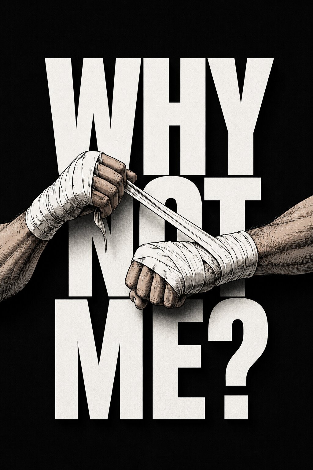 Boxing Hands Over Bold Typography