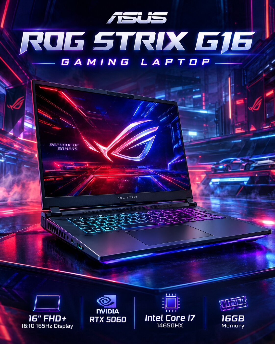 ASUS ROG STRIX G16 — FUTURISTIC GAMING POWER