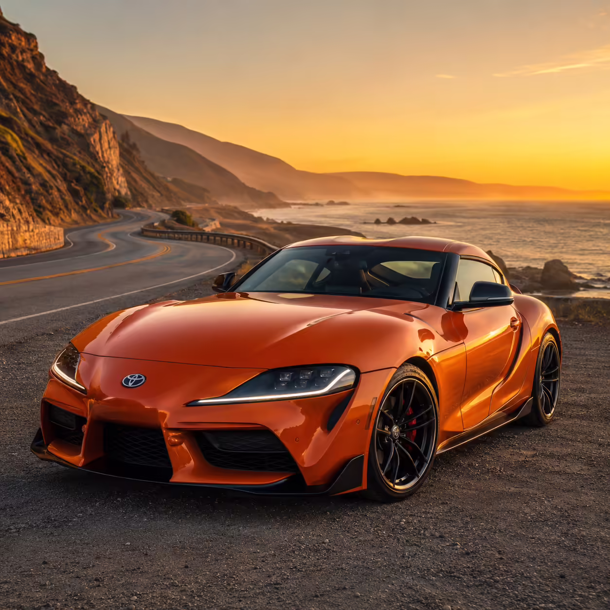 Sunset drive along the coast