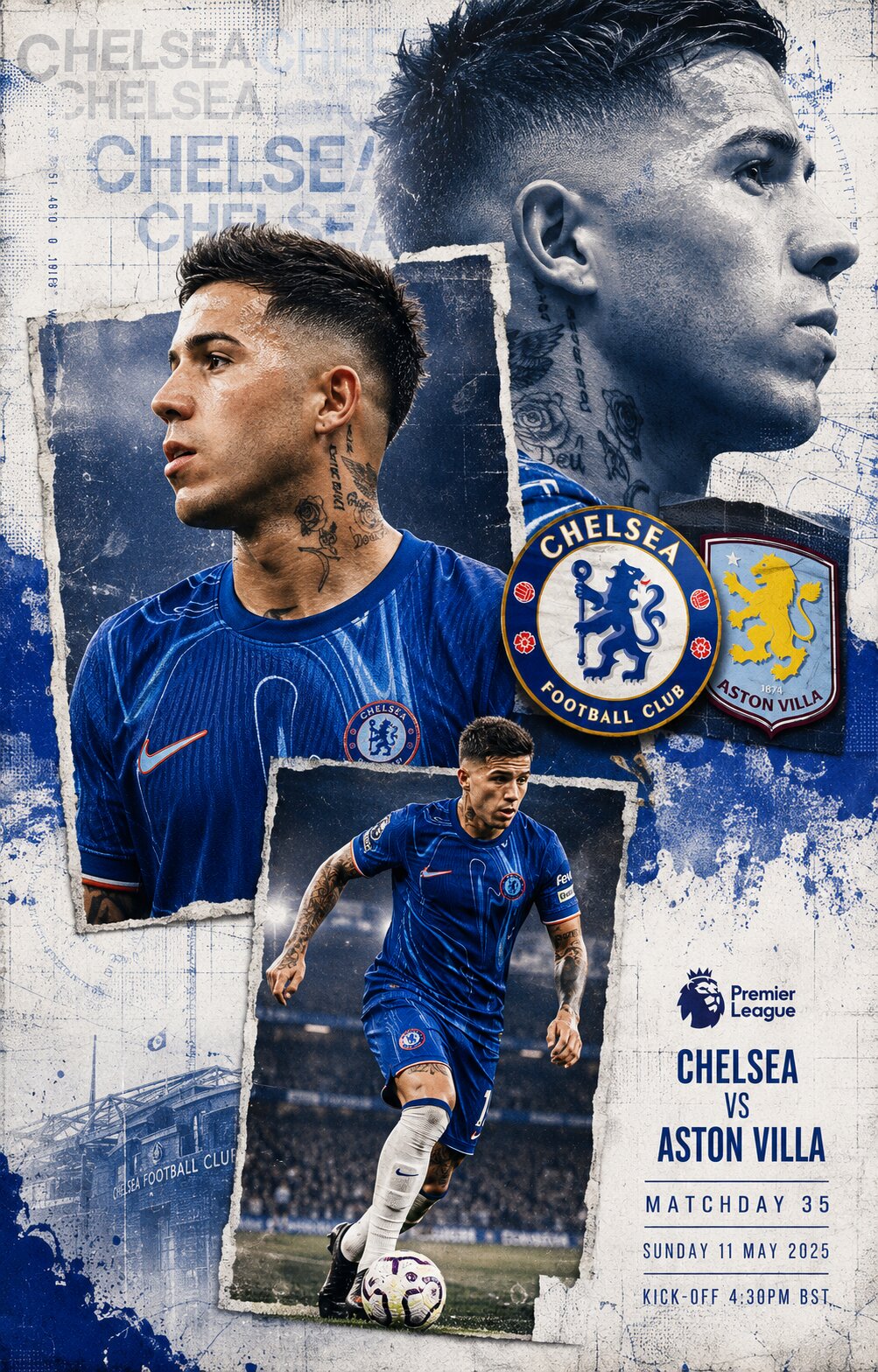 Chelsea vs Aston Villa Matchday Collage