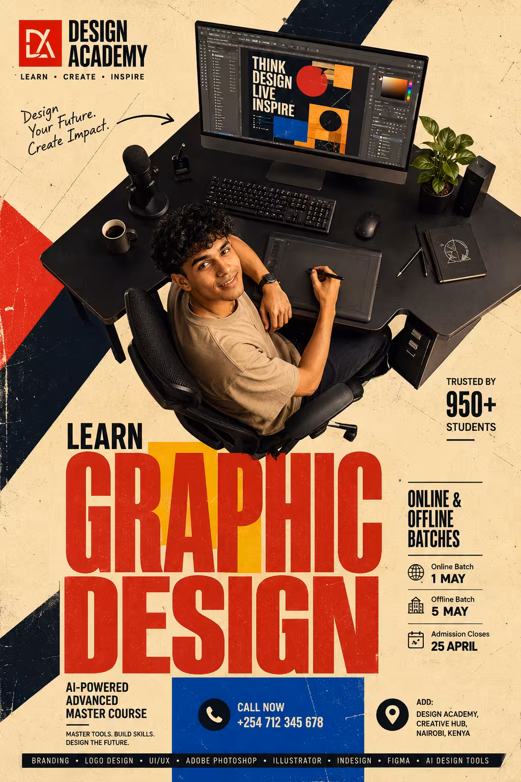 Design academy workspace in bold style