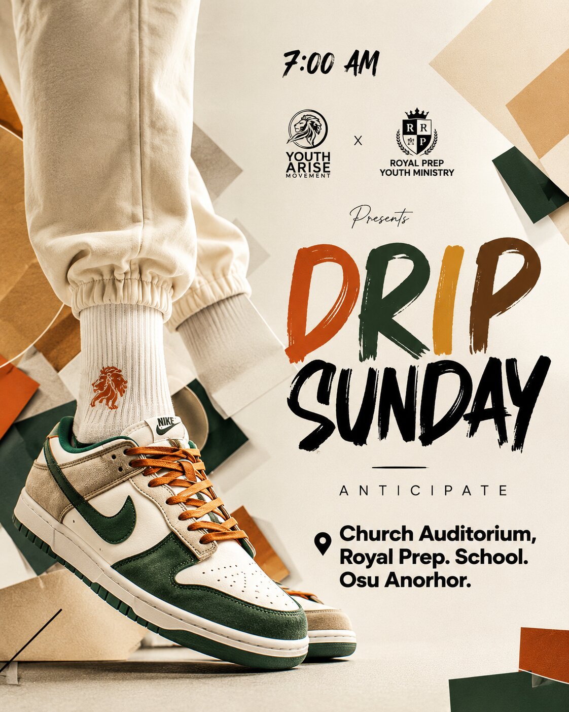 Drip Sunday Youth Sneaker Poster