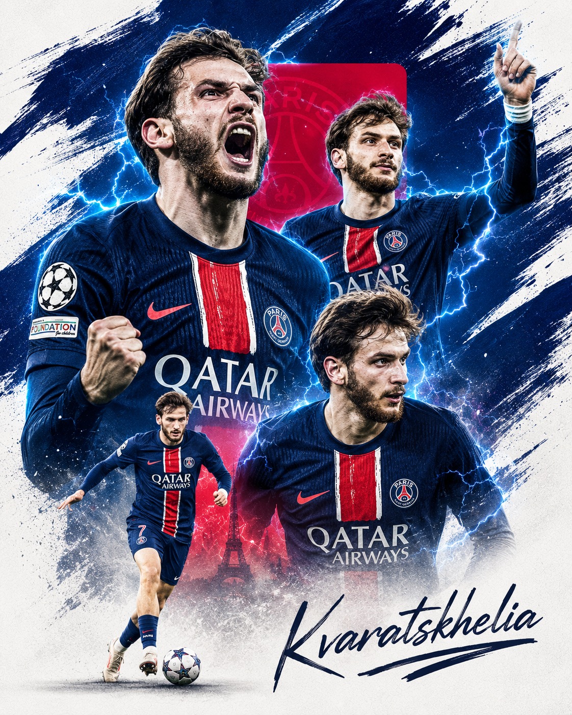 Electric PSG Kvaratskhelia Poster