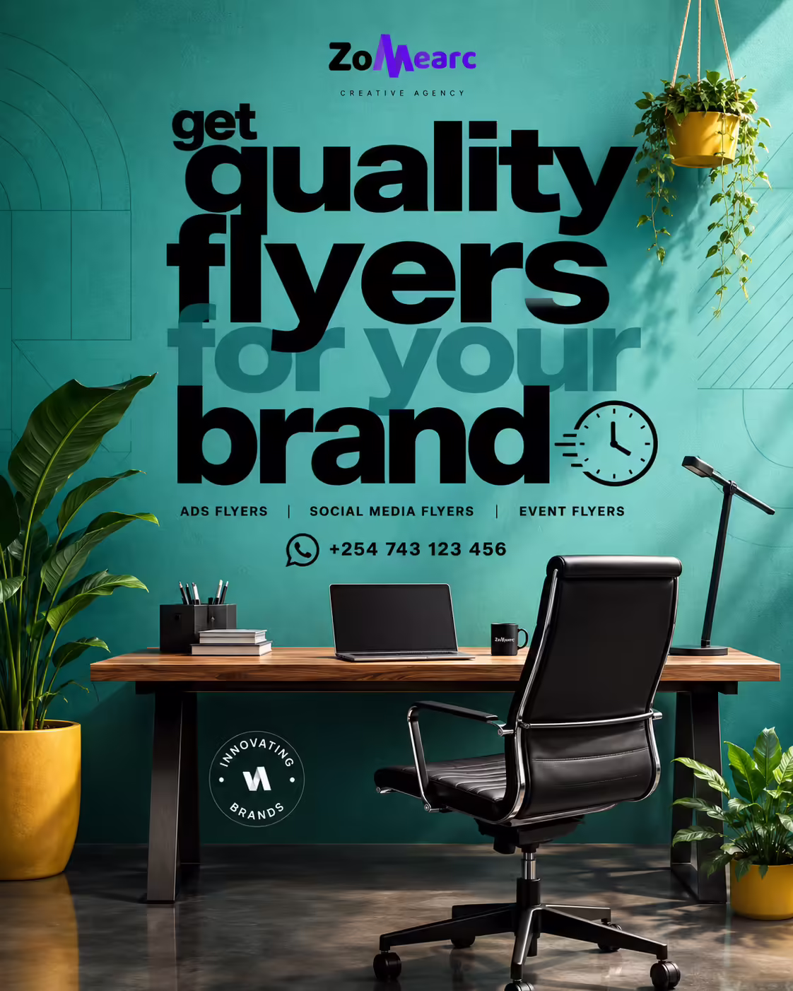 Modern office promo with bold typography