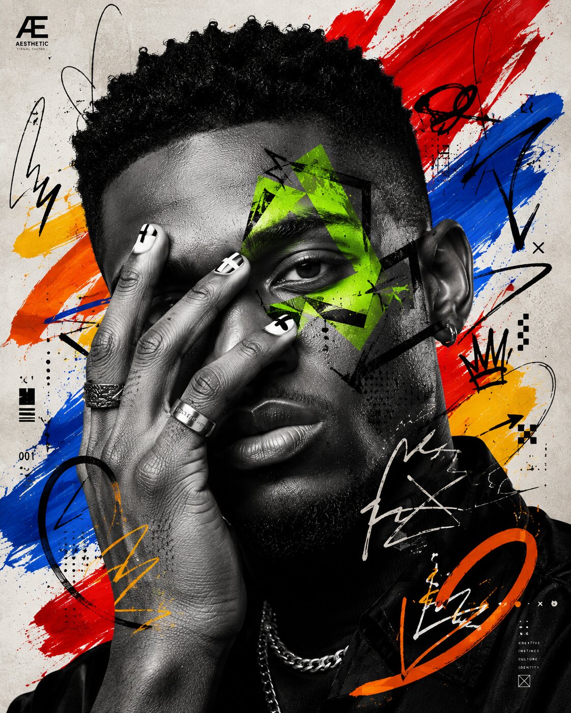 Neon Grafitti Portrait Collage