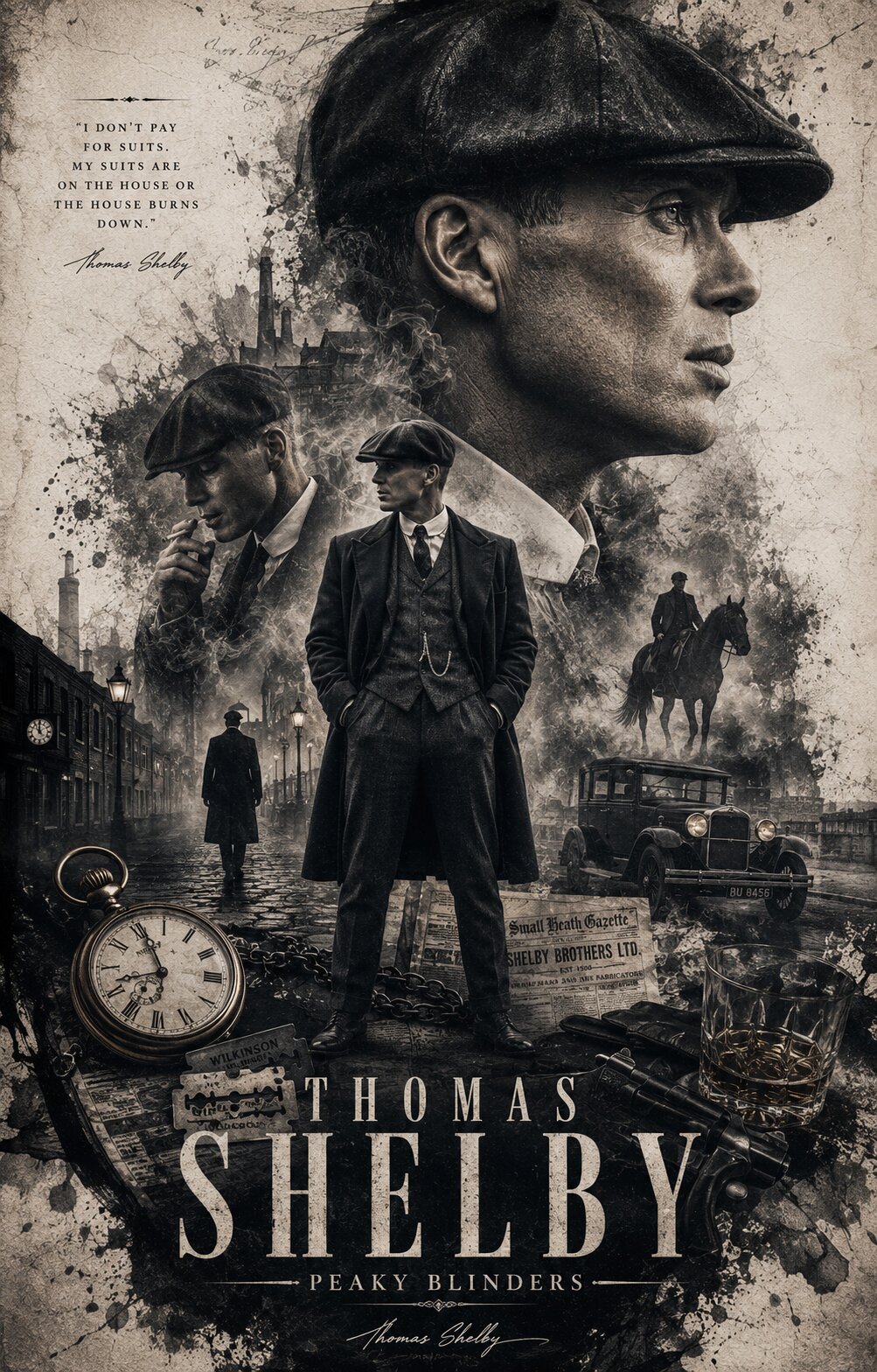 Thomas Shelby Noir Collage Poster