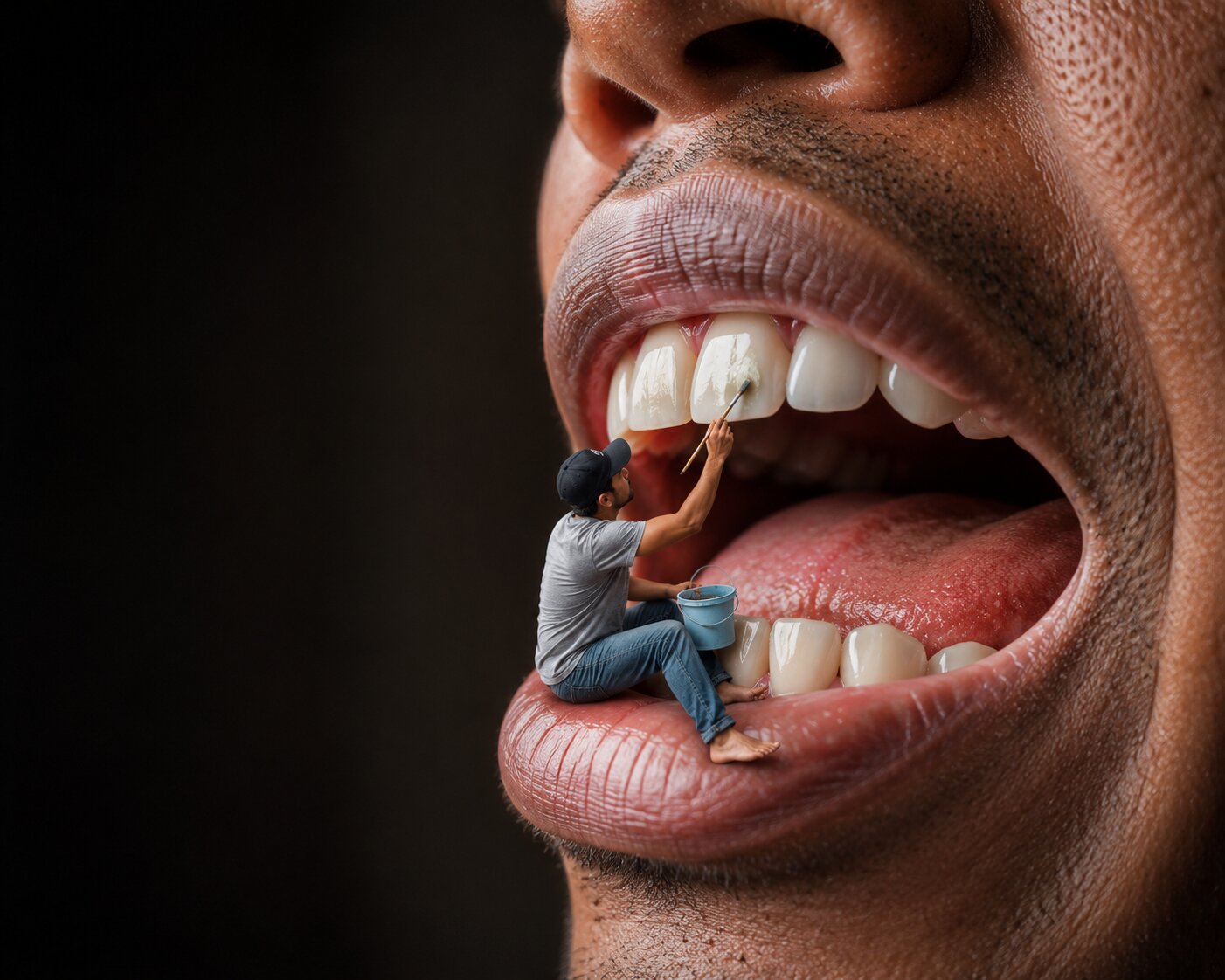 Tiny Tooth Painter Inside a Giant Mouth