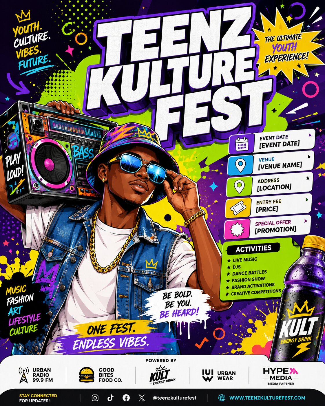 Vibrant Teenz Kulture Fest Poster