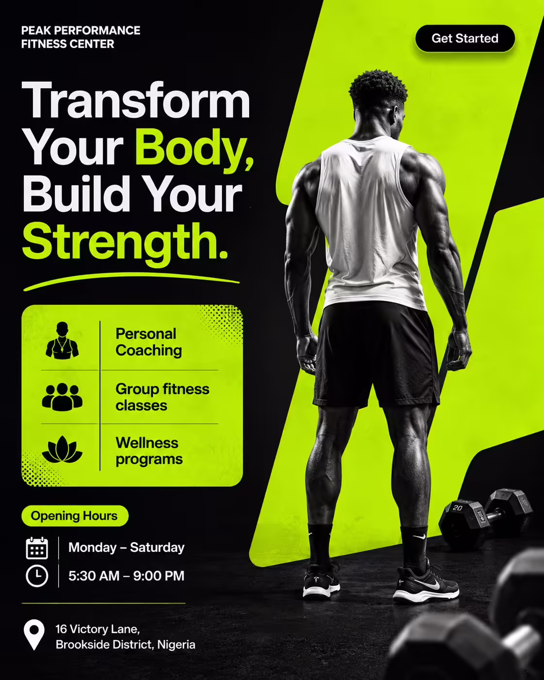 Modern fitness center promotional poster