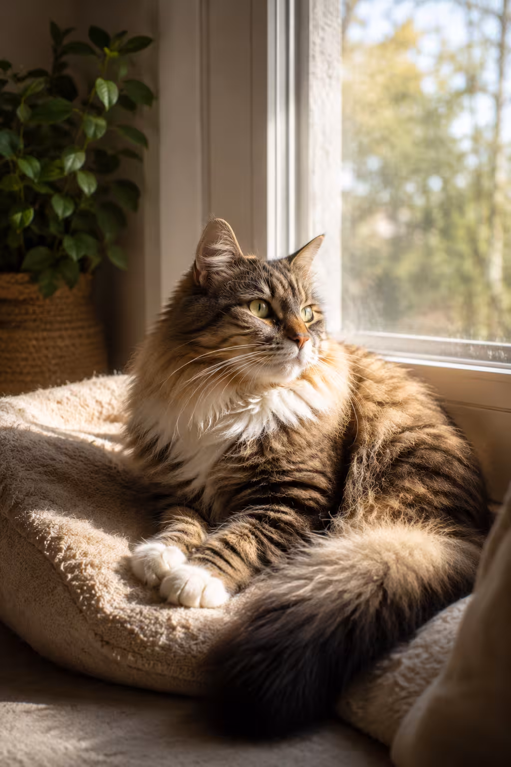 Cozy Cat Relaxing by a Window