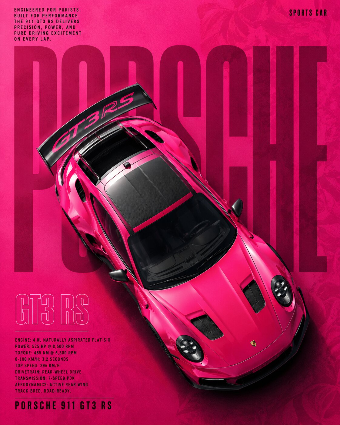 Porsche 911 GT3 RS performance poster