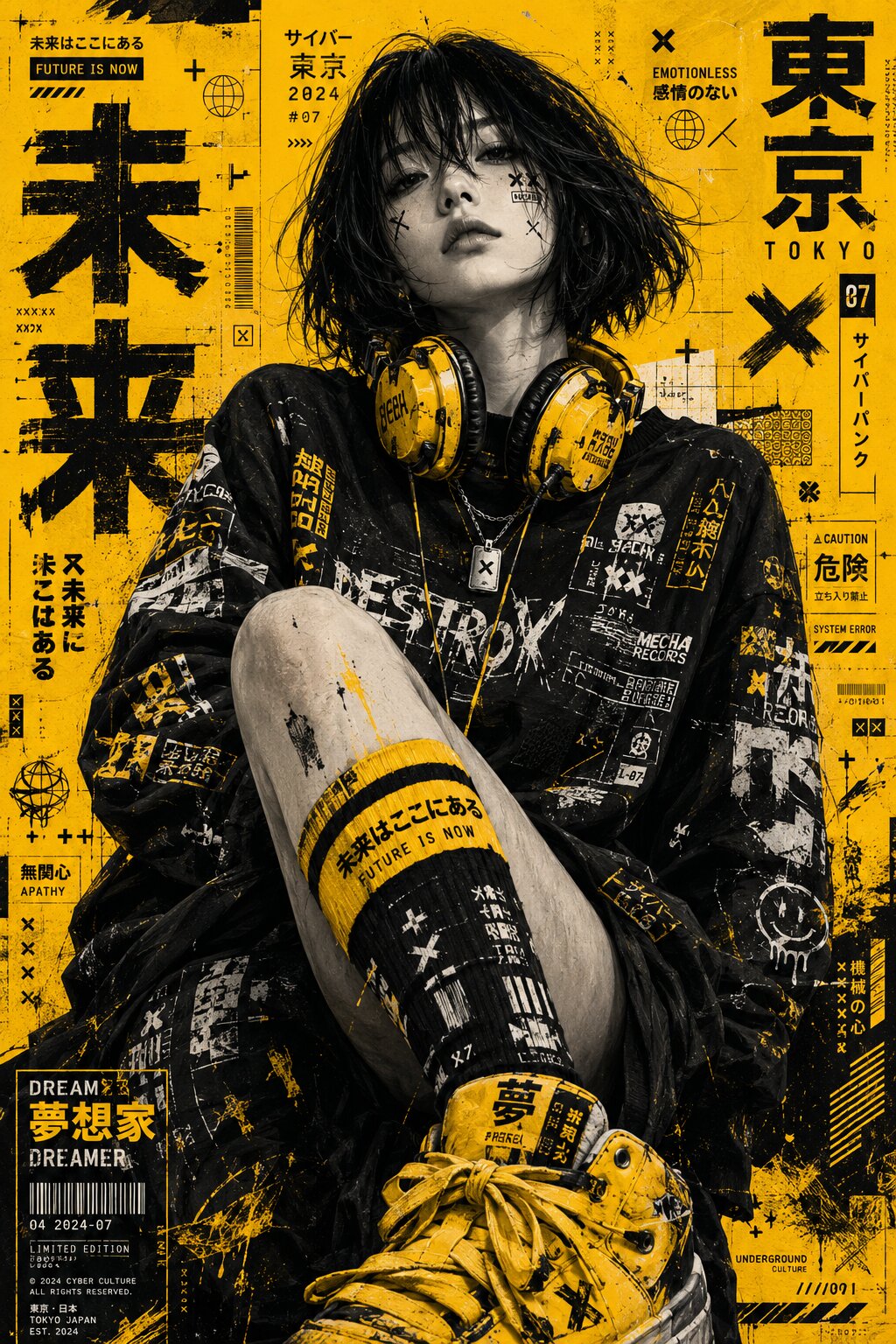 Cyberpunk streetwear dreamer in Tokyo