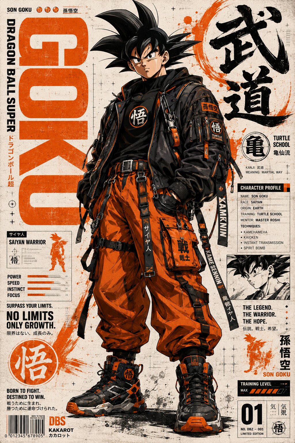 Goku character design profile illustration