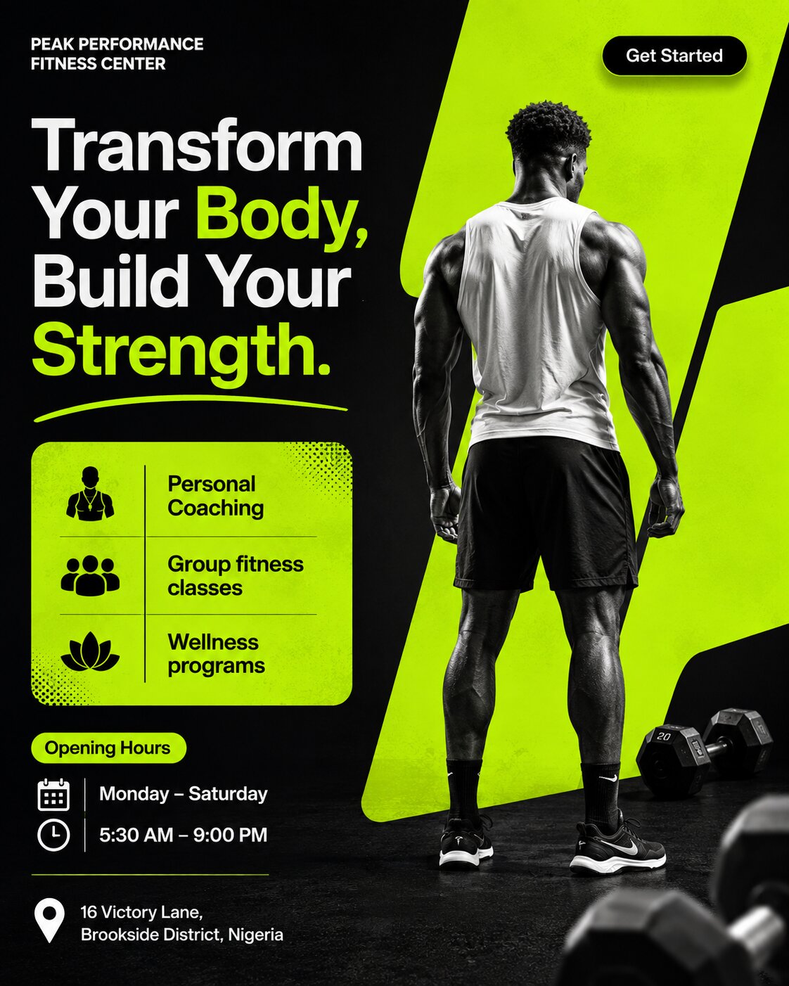 Modern fitness center promotional poster detail