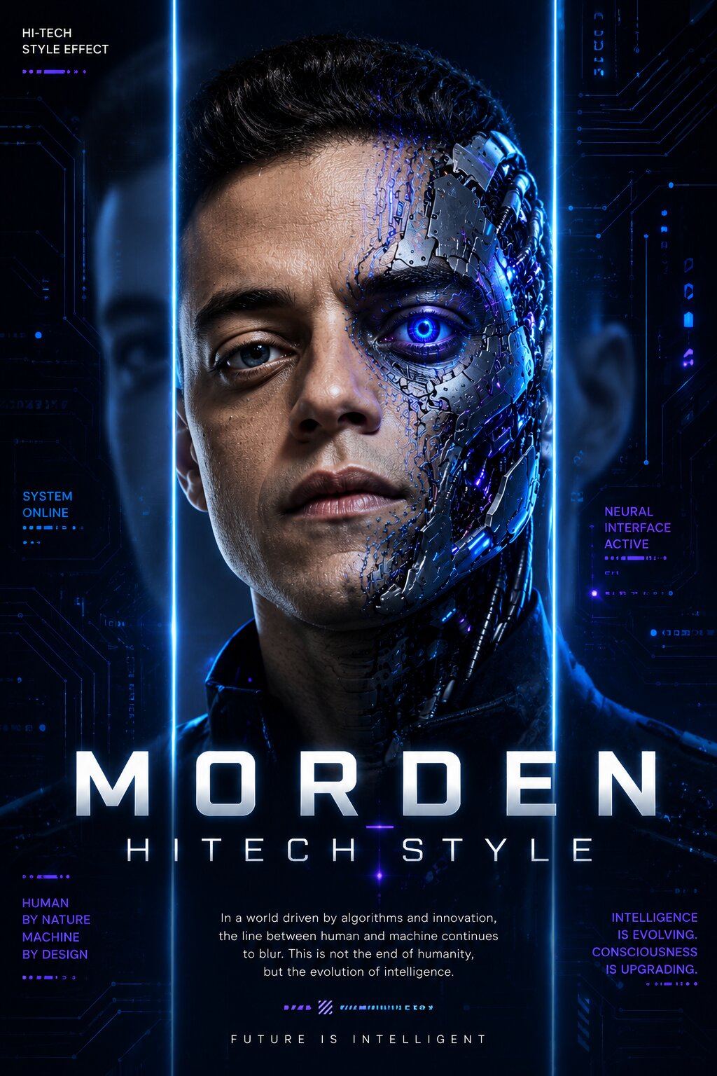 Cybernetic Identity – Futuristic AI Editorial Poster